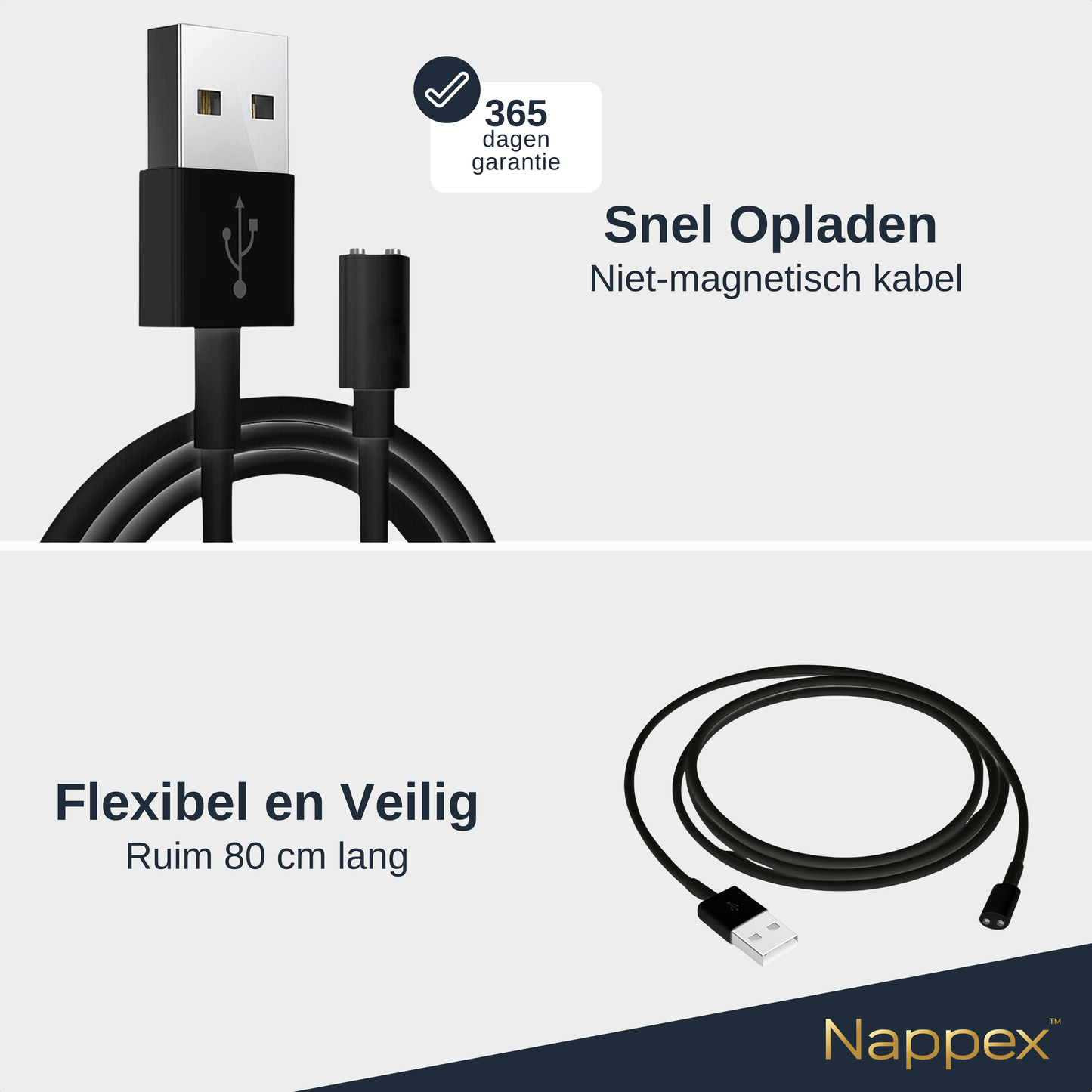 Niet-magnetische oplaadkabel - Tril- en Satisfyer-oplader (Zwart)