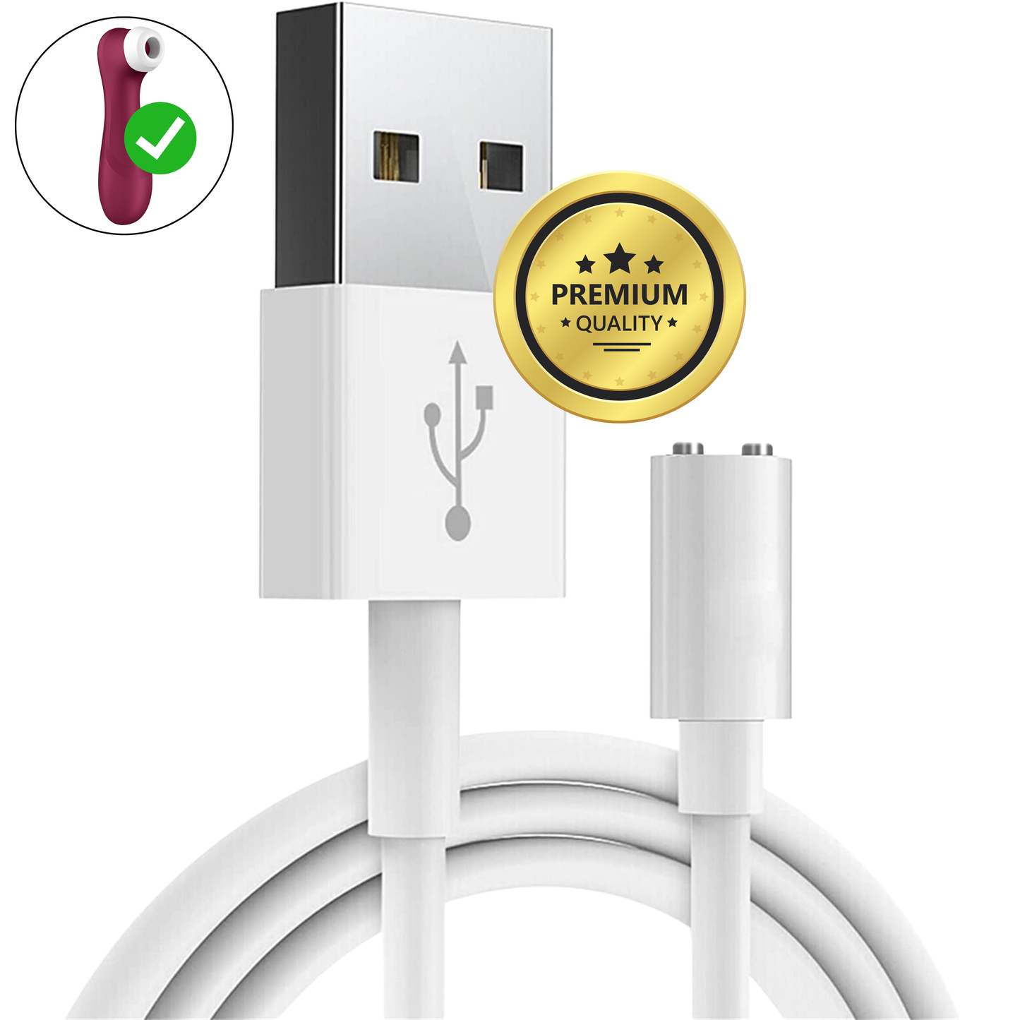 Vibrator and Satisfyer Charger - New Models - USB Magnetic Charging Cable - White